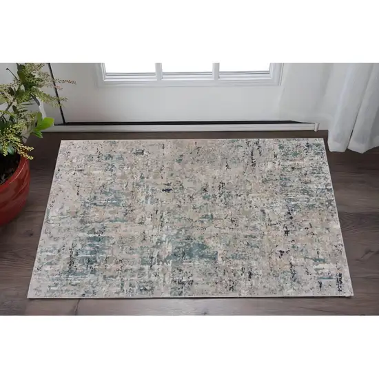 Gray Blue Taupe And Cream Abstract Distressed Stain Resistant Area Rug Photo 1