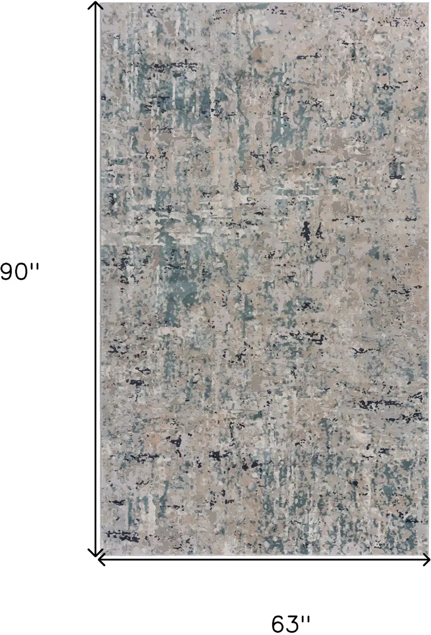 Gray Blue Taupe And Cream Abstract Distressed Stain Resistant Area Rug Photo 8