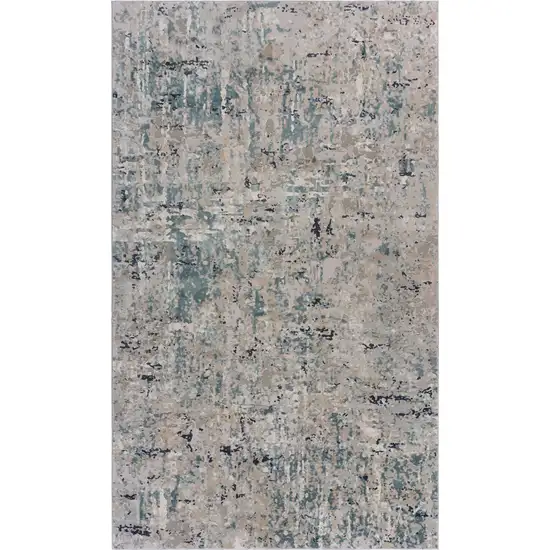 Gray Blue Taupe And Cream Abstract Distressed Stain Resistant Area Rug Photo 2