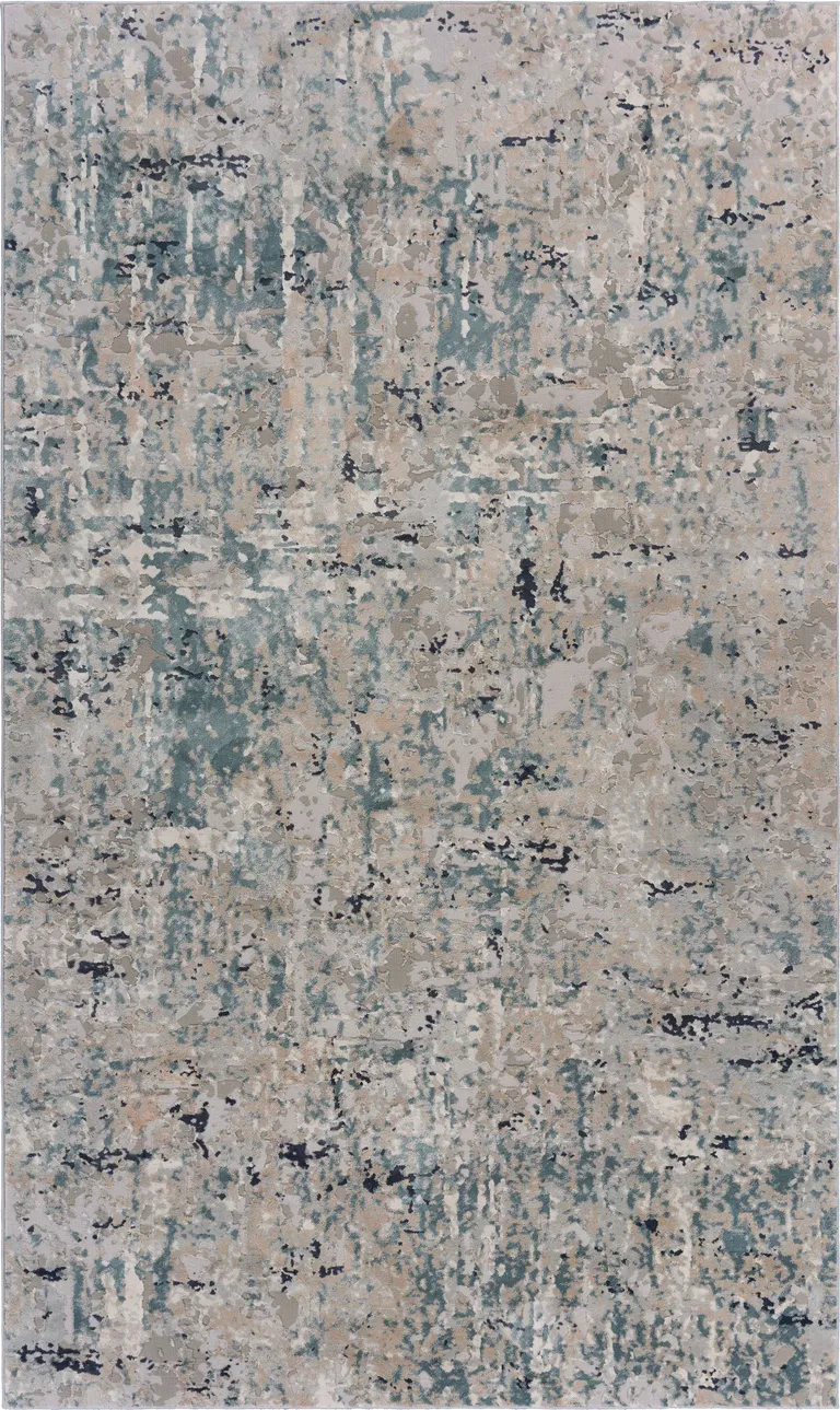 Gray Blue Taupe And Cream Abstract Distressed Stain Resistant Area Rug Photo 2