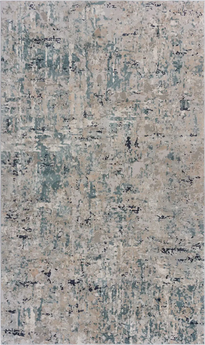 Gray Blue Taupe And Cream Abstract Distressed Stain Resistant Area Rug Photo 2