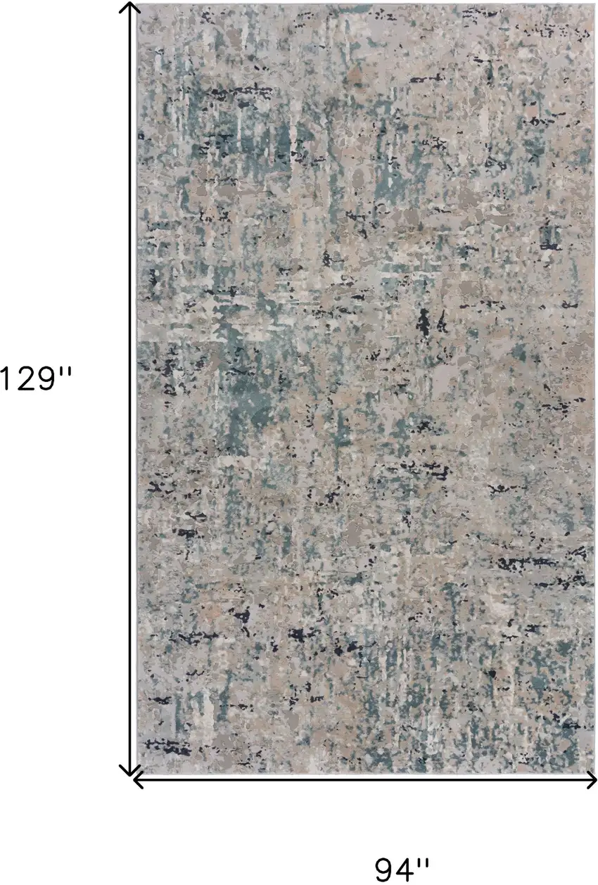 Gray Blue Taupe And Cream Abstract Distressed Stain Resistant Area Rug Photo 3