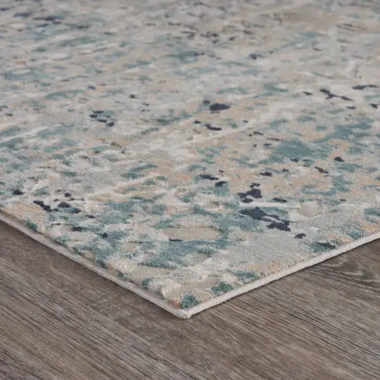 Gray Blue Taupe And Cream Abstract Distressed Stain Resistant Area Rug Photo 4