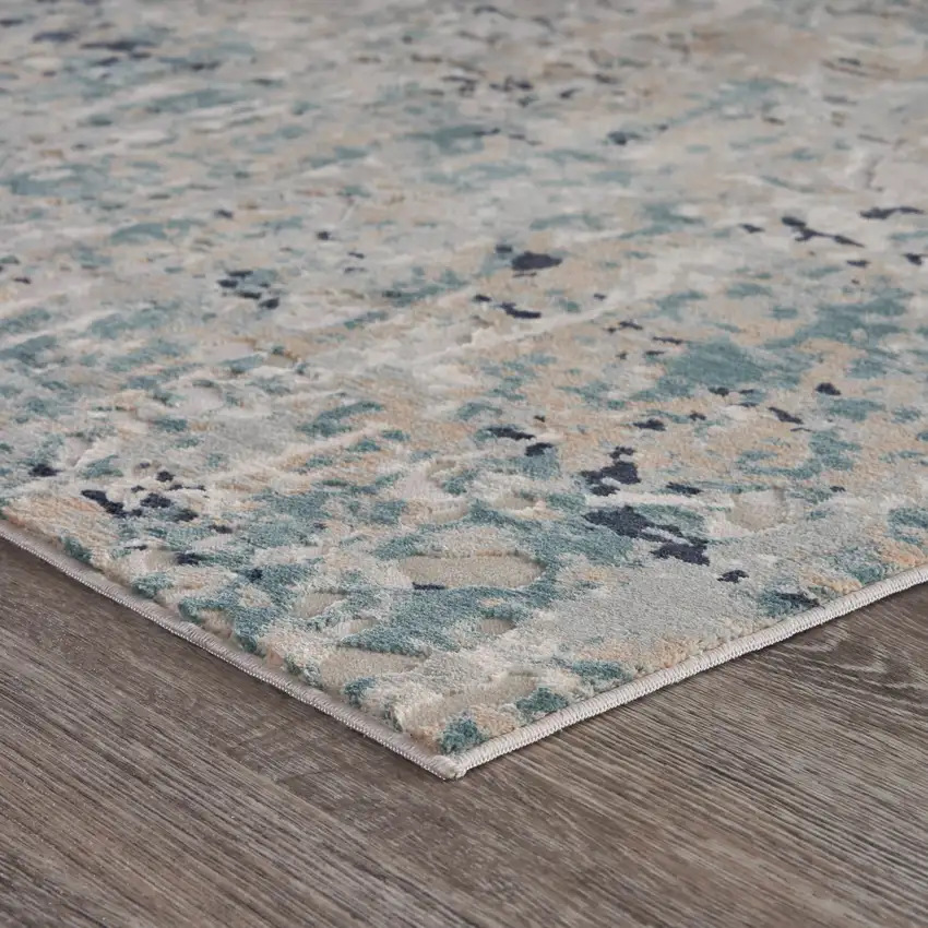 Gray Blue Taupe And Cream Abstract Distressed Stain Resistant Area Rug Photo 4