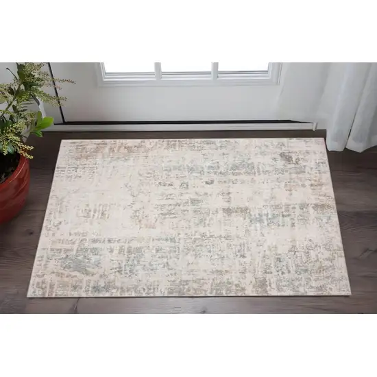 Gray Blue Taupe And Cream Abstract Distressed Stain Resistant Area Rug Photo 1