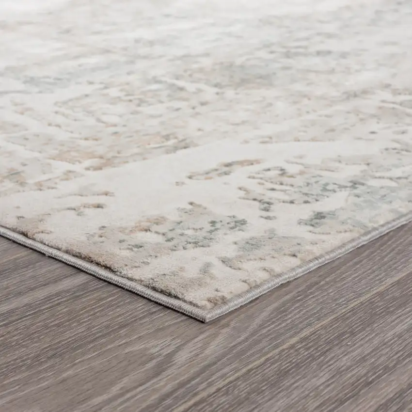 Gray Blue Taupe And Cream Abstract Distressed Stain Resistant Area Rug Photo 7