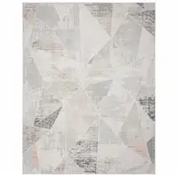 Photo of Gray Blue Taupe And Cream Geometric Distressed Stain Resistant Area Rug