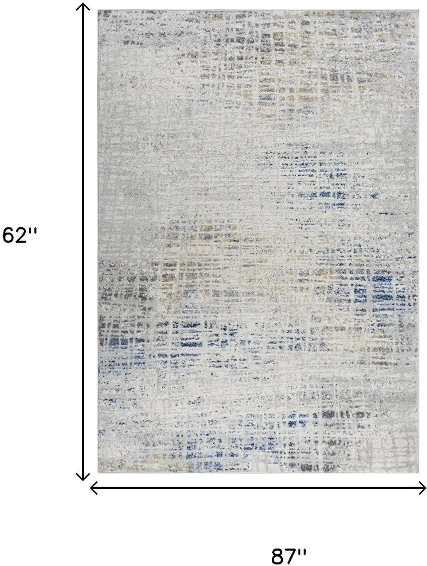 Gray Blue Yellow And Ivory Abstract Area Rug Photo 6