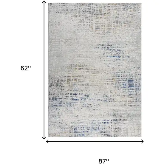 Gray Blue Yellow And Ivory Abstract Area Rug Photo 6