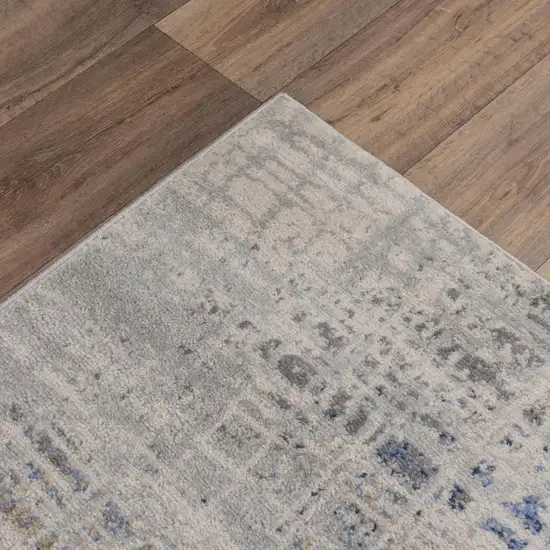 Gray Blue Yellow And Ivory Abstract Area Rug Photo 5