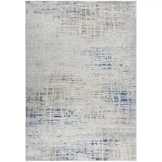 Gray Blue Yellow And Ivory Abstract Area Rug Photo 1