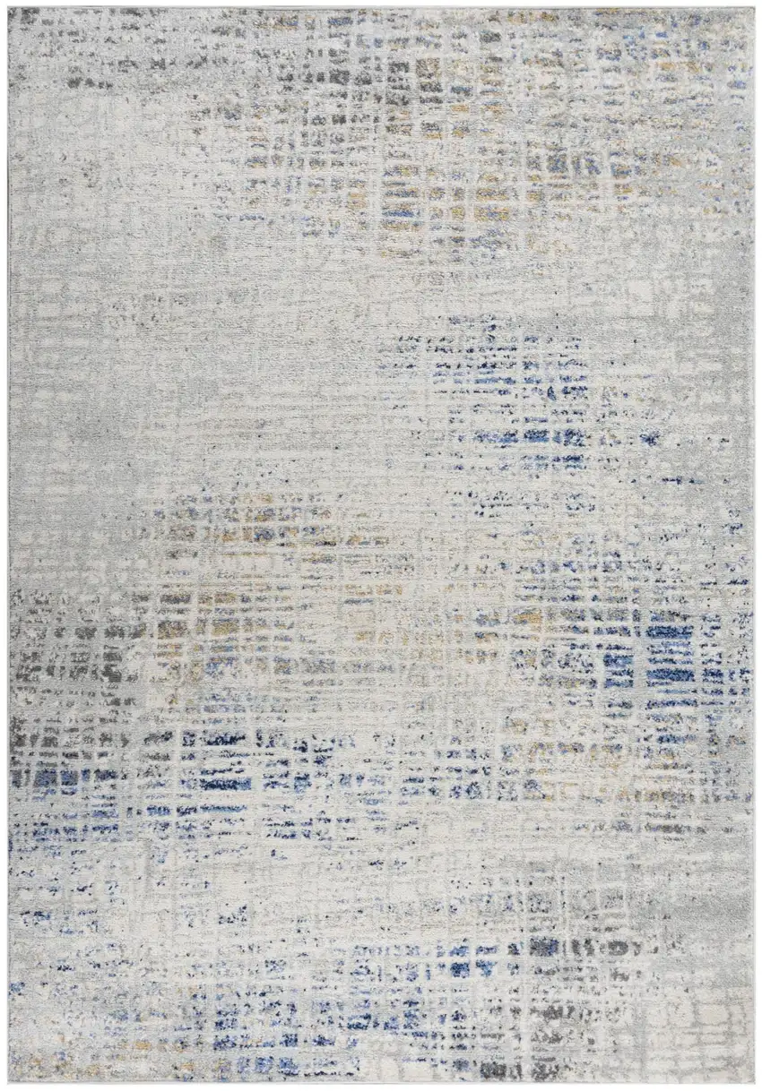 Gray Blue Yellow And Ivory Abstract Area Rug Photo 1