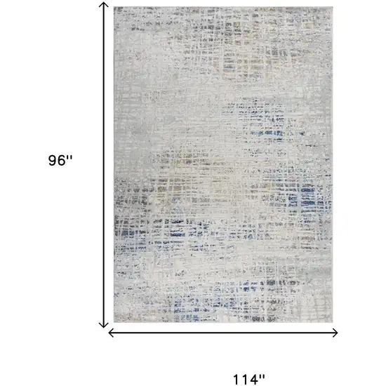 Gray Blue Yellow And Ivory Abstract Area Rug Photo 6