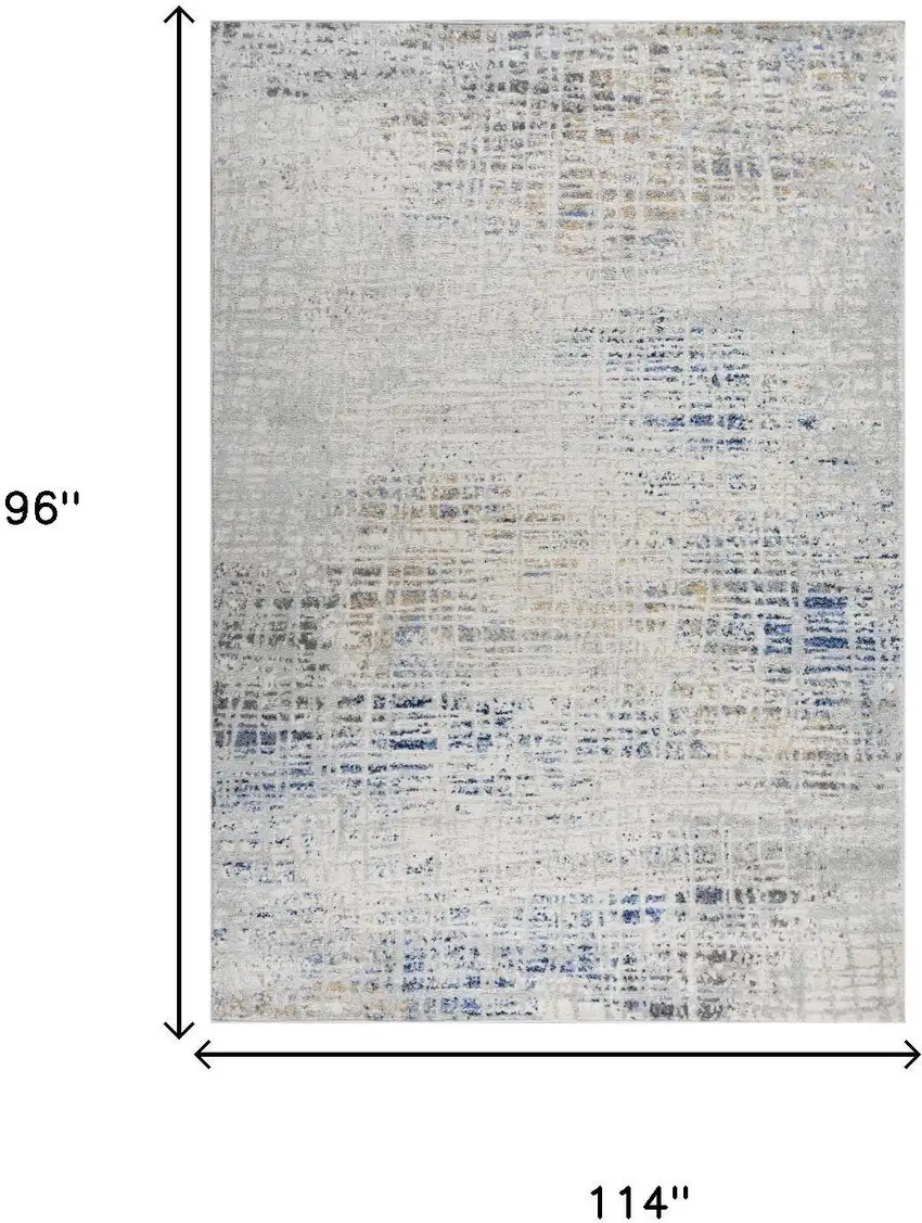 Gray Blue Yellow And Ivory Abstract Area Rug Photo 6