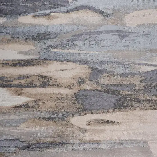 Gray Blue and Beige Abstract Worn Faded Area Rug Photo 3