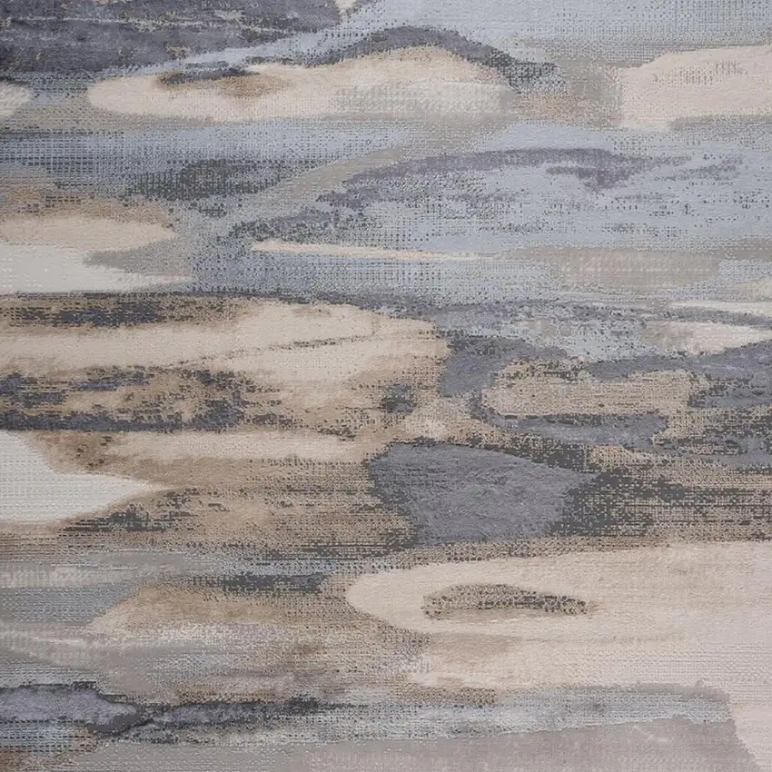 Gray Blue and Beige Abstract Worn Faded Area Rug Photo 3