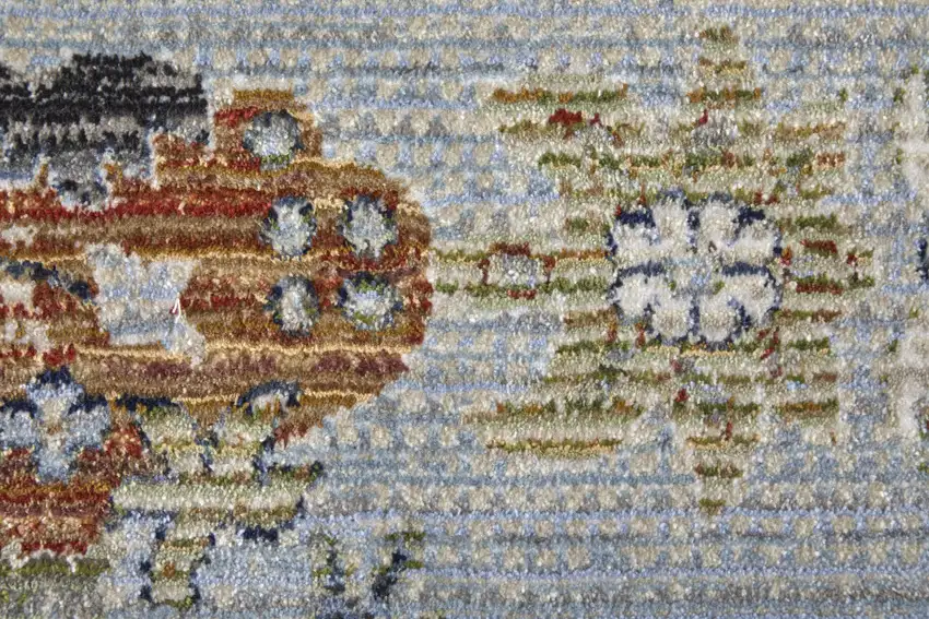 Gray Blue and Green Floral Power Loom Area Rug Photo 7