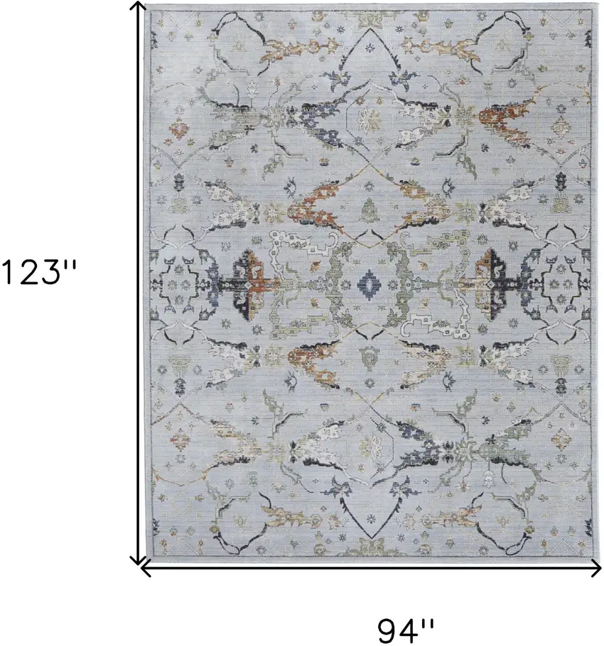 Gray Blue and Green Floral Power Loom Area Rug Photo 3
