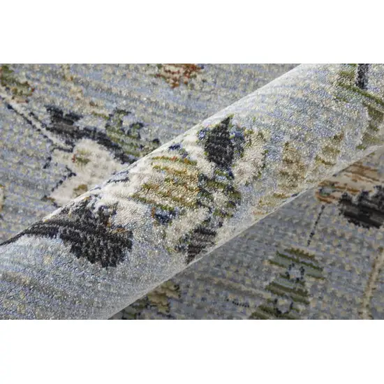 Gray Blue and Green Floral Power Loom Area Rug Photo 9