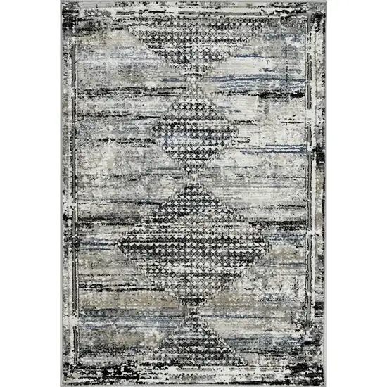 Gray Blue and Ivory Abstract Area Rug Photo 1