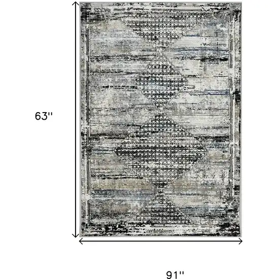 Gray Blue and Ivory Abstract Area Rug Photo 8