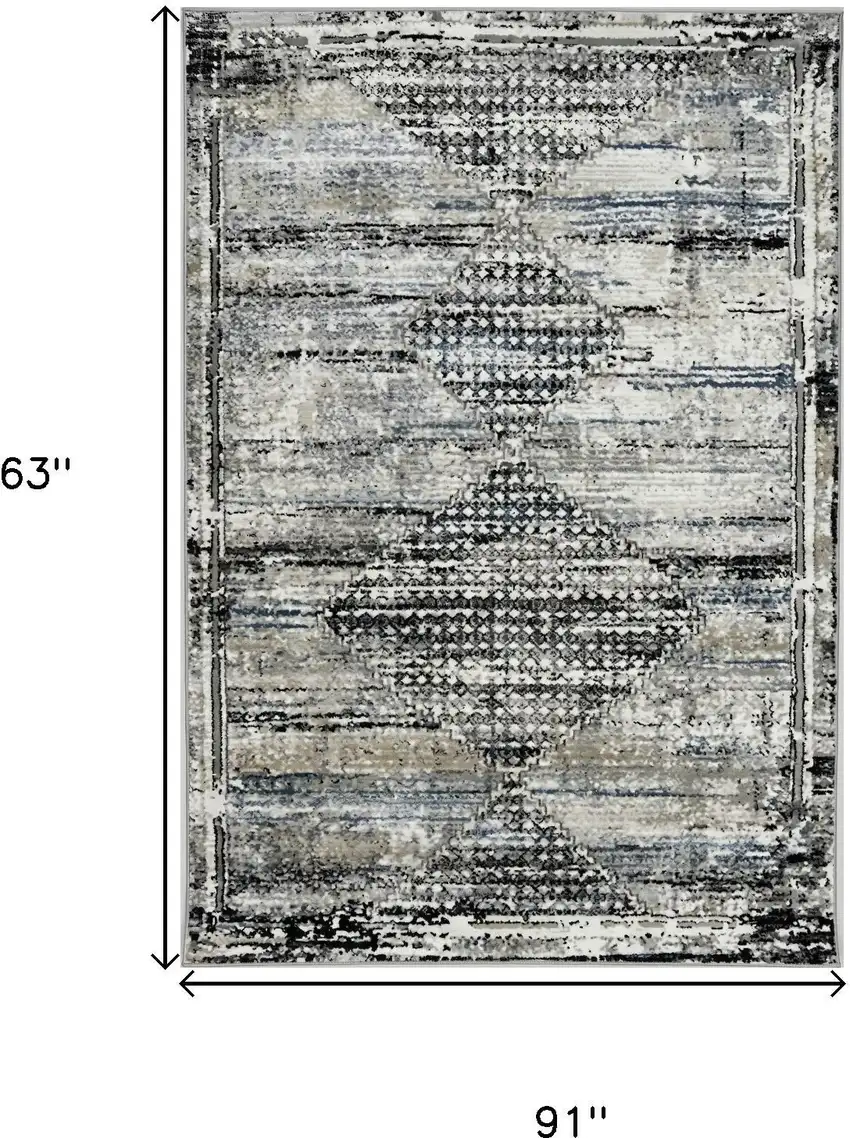 Gray Blue and Ivory Abstract Area Rug Photo 8