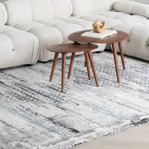 Photo of Gray Blue and Ivory Abstract Area Rug