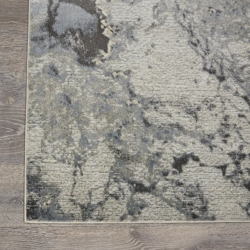Gray Blue and Ivory Abstract Area Rug Photo 7