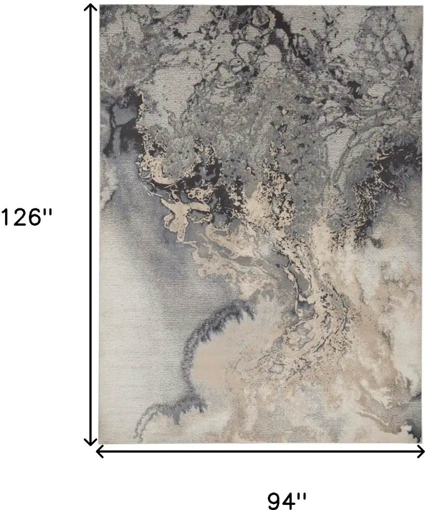 Gray Blue and Ivory Abstract Area Rug Photo 3