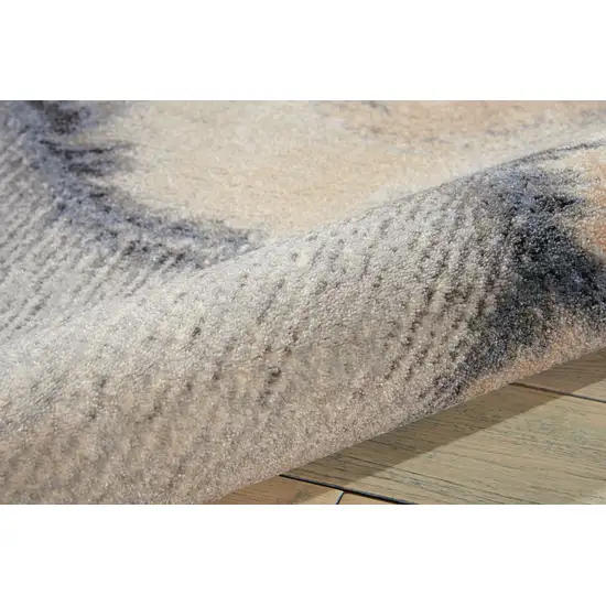 Gray Blue and Ivory Abstract Area Rug Photo 7