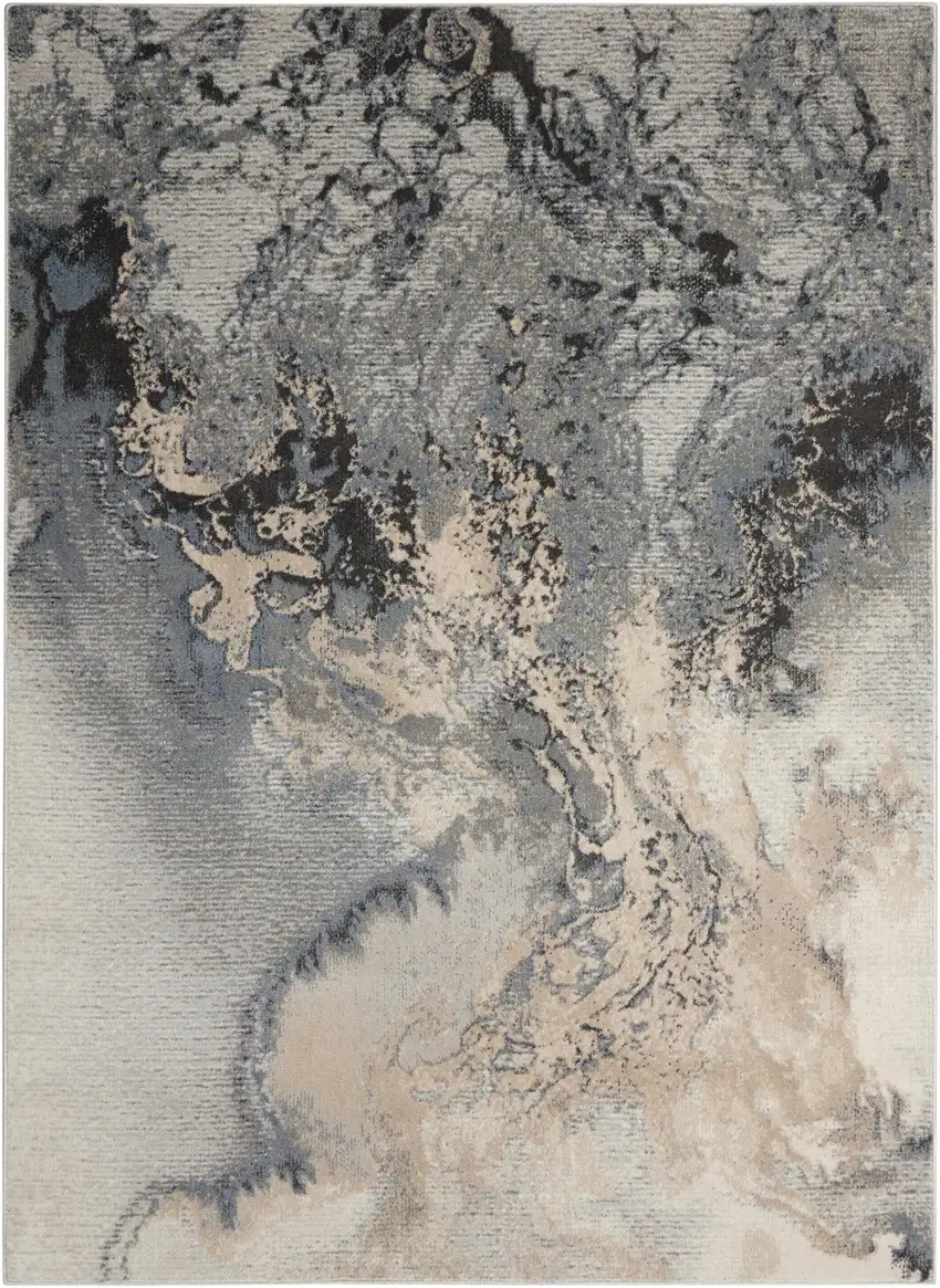 Gray Blue and Ivory Abstract Area Rug Photo 1