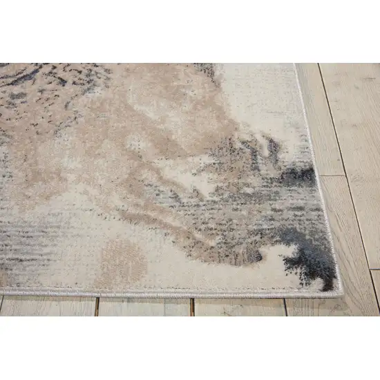 Gray Blue and Ivory Abstract Area Rug Photo 9