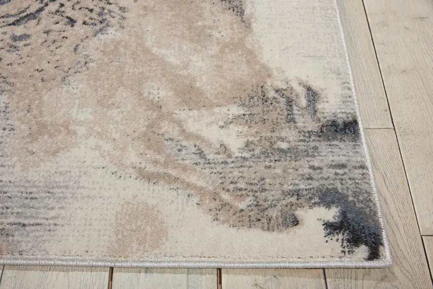 Gray Blue and Ivory Abstract Area Rug Photo 9