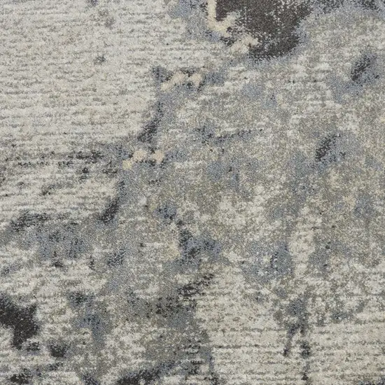 Gray Blue and Ivory Abstract Area Rug Photo 3