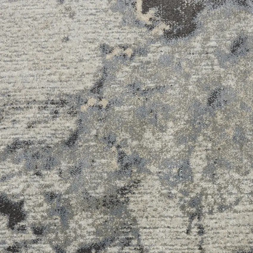 Gray Blue and Ivory Abstract Area Rug Photo 3