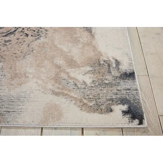 Gray Blue and Ivory Abstract Area Rug Photo 8