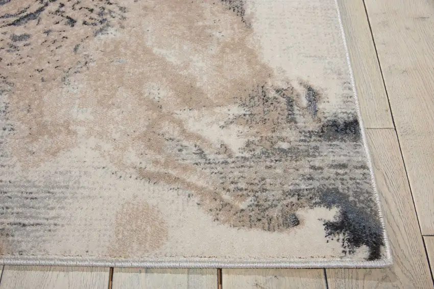 Gray Blue and Ivory Abstract Area Rug Photo 8