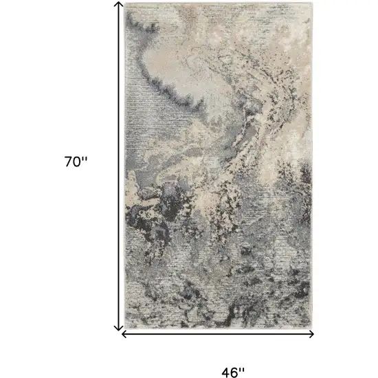 Gray Blue and Ivory Abstract Area Rug Photo 3