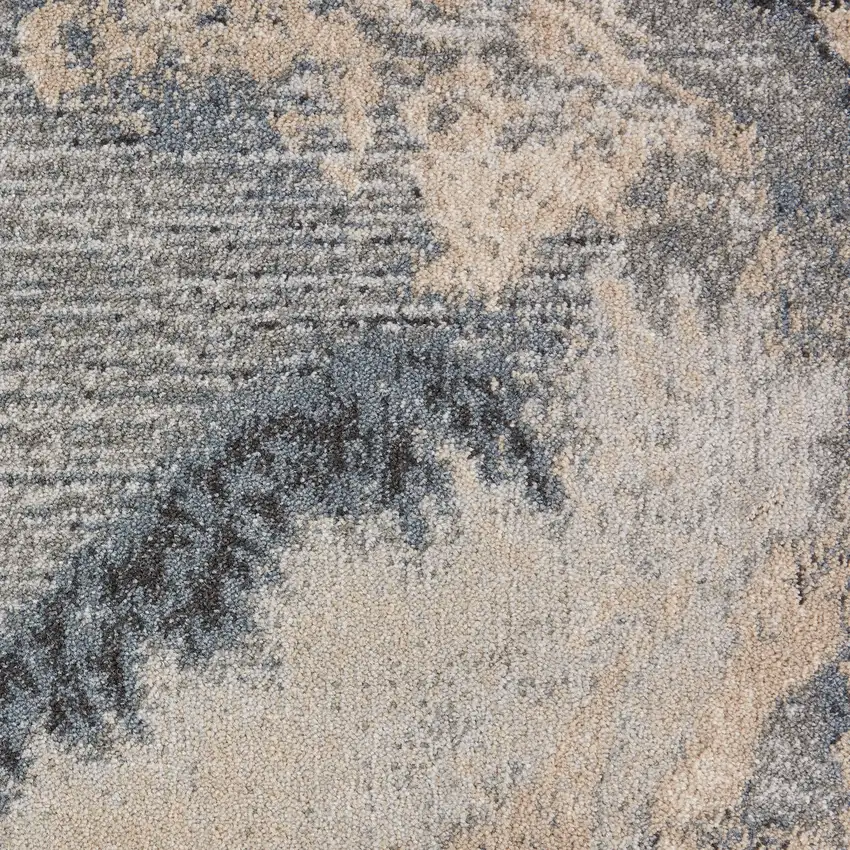 Gray Blue and Ivory Abstract Area Rug Photo 7