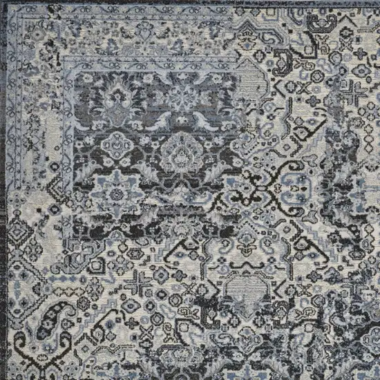 Gray Blue and Ivory Abstract Power Loom Area Rug Photo 7