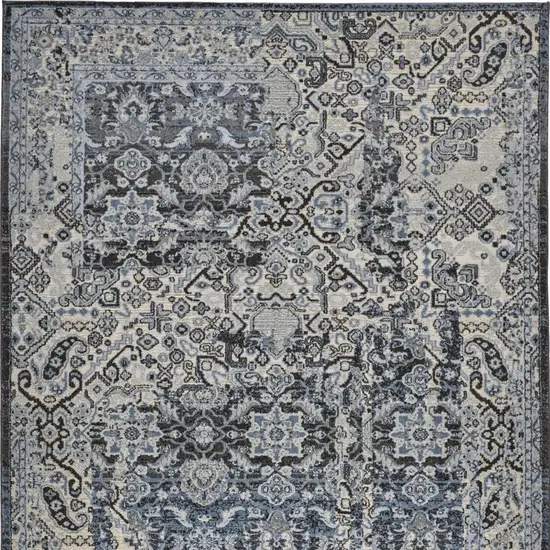 Gray Blue and Ivory Abstract Power Loom Area Rug Photo 8