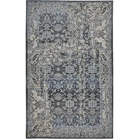 Gray Blue and Ivory Abstract Power Loom Area Rug Photo 2