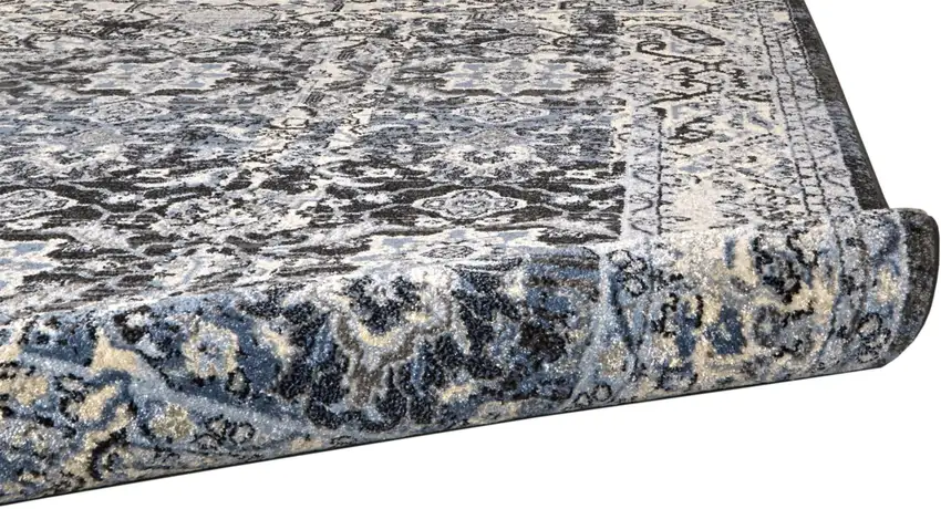 Gray Blue and Ivory Abstract Power Loom Area Rug Photo 6