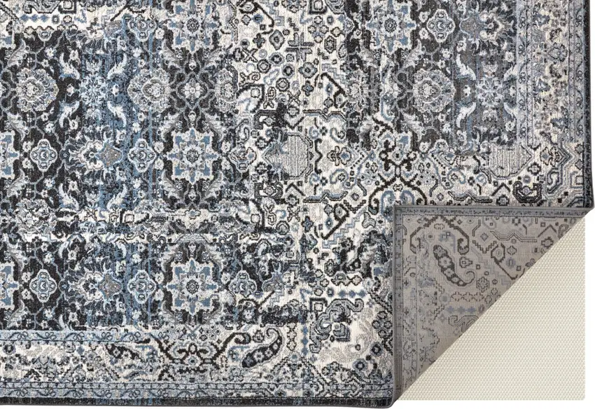 Gray Blue and Ivory Abstract Power Loom Area Rug Photo 5