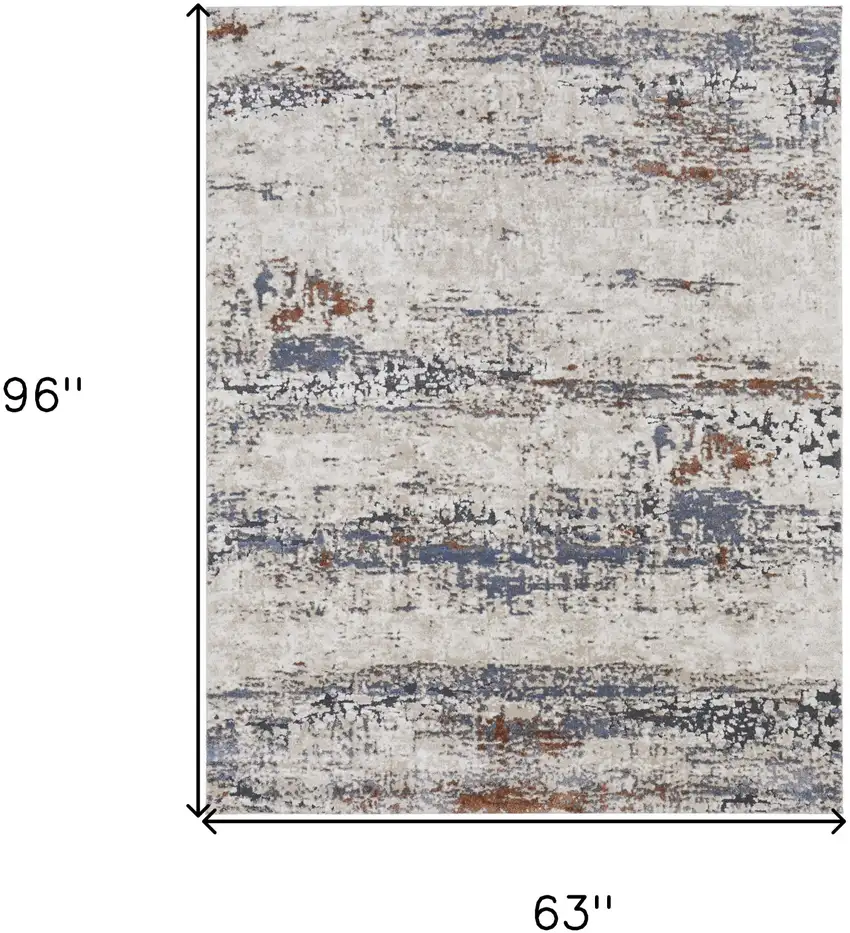 Gray Blue and Ivory Abstract Power Loom Area Rug Photo 3