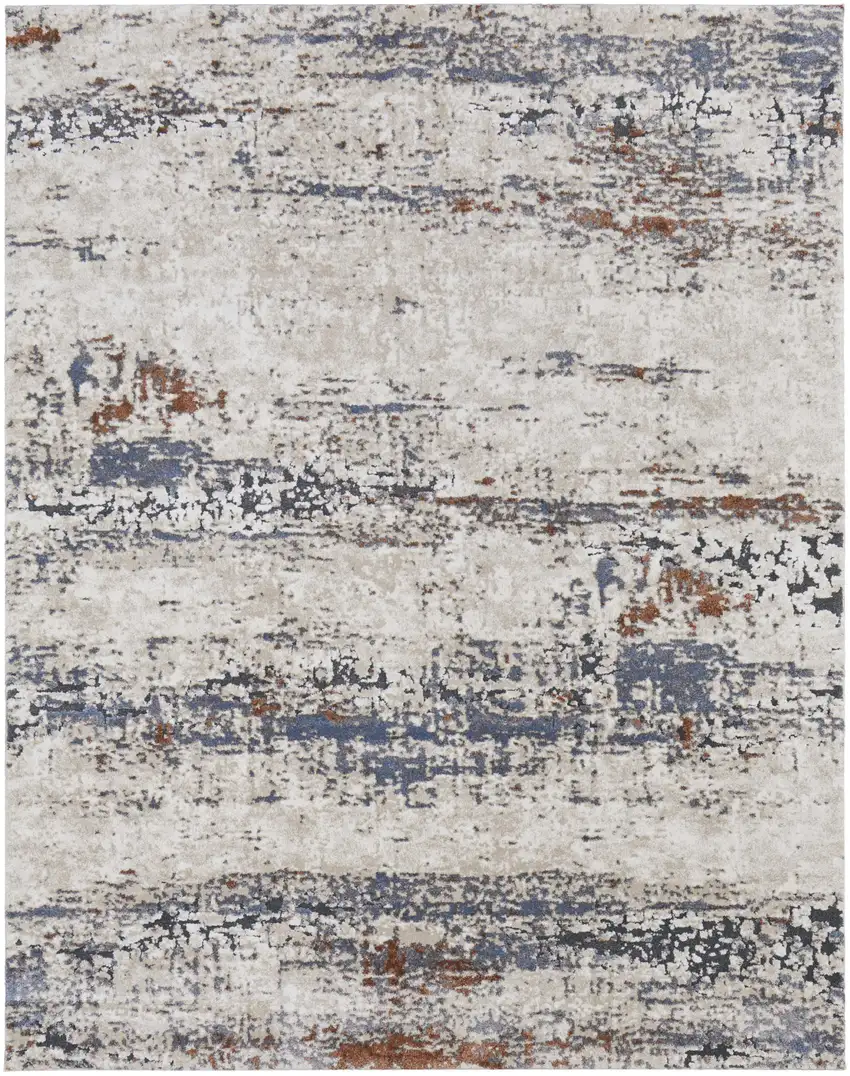 Gray Blue and Ivory Abstract Power Loom Area Rug Photo 4
