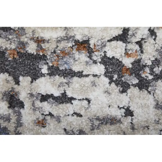 Gray Blue and Ivory Abstract Power Loom Area Rug Photo 7