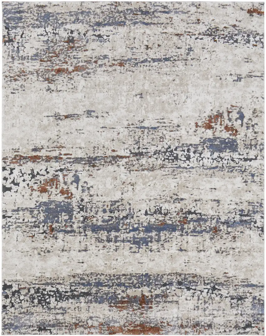 Gray Blue and Ivory Abstract Power Loom Area Rug Photo 5