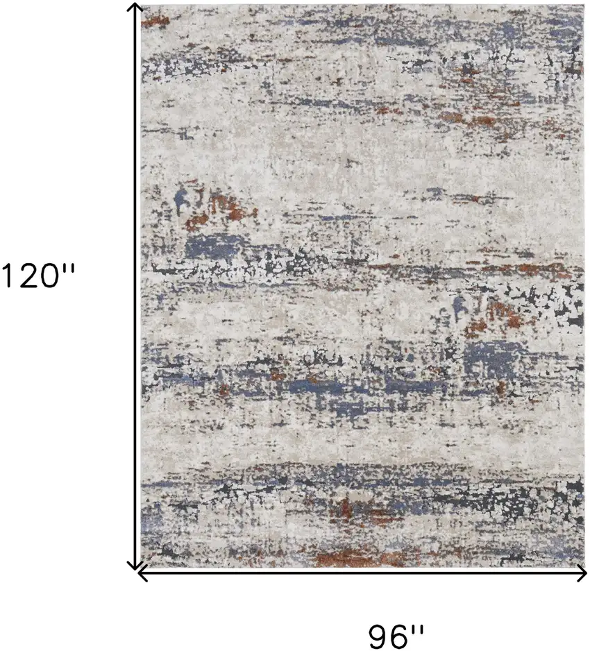 Gray Blue and Ivory Abstract Power Loom Area Rug Photo 3