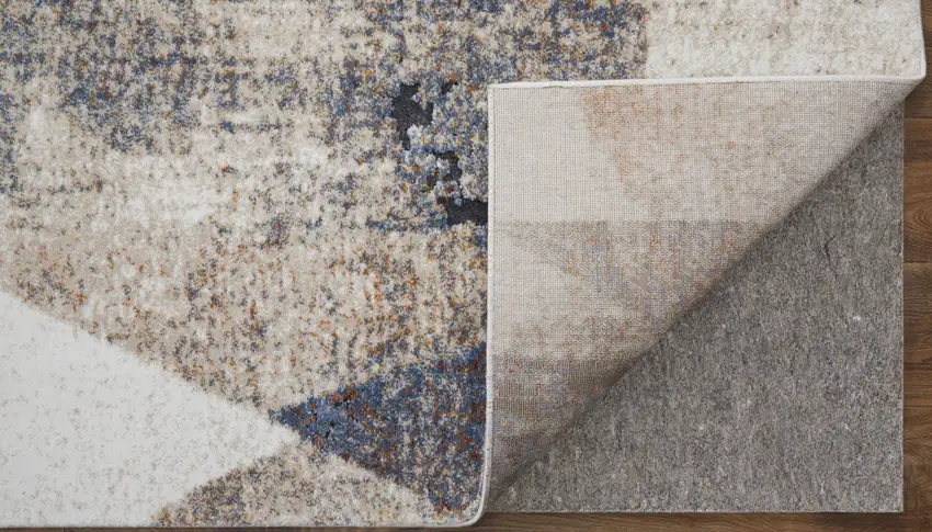 Gray Blue and Ivory Checkered Power Loom Area Rug Photo 8